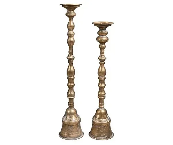 Mosiężny wysoki świecznik / stojak na kwiaty, h60 - zdjęcie 3