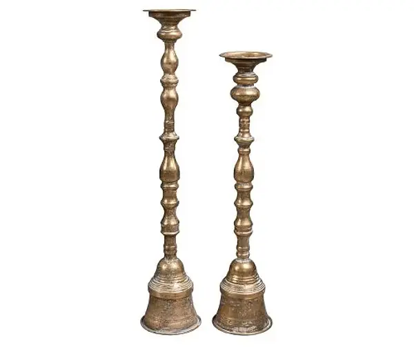 Mosiężny wysoki świecznik / stojak na kwiaty, h60