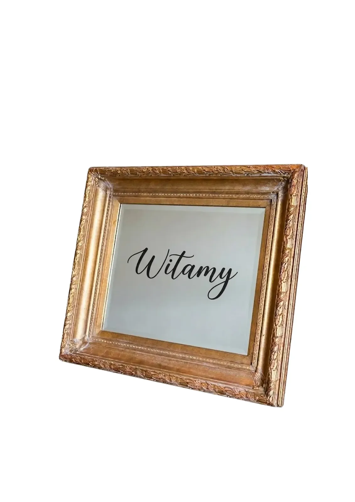 Tablica powitalna, złote lustro