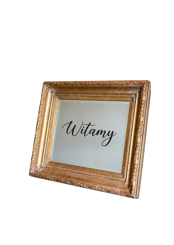 Tablica powitalna, złote lustro