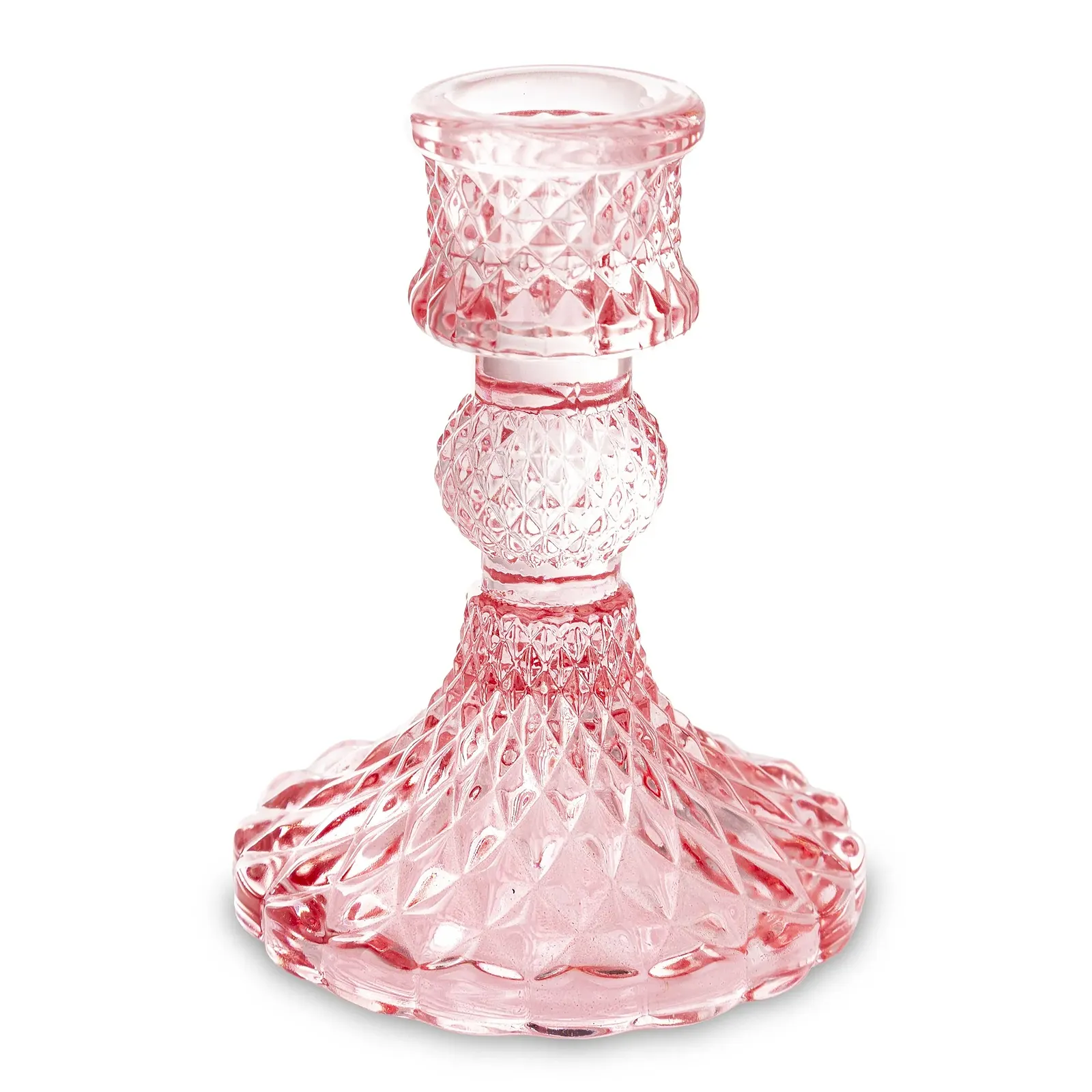 Świecznik szklany, różowy - zdjęcie 2
