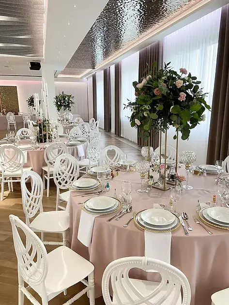 Obrus okrągły, brudny róż