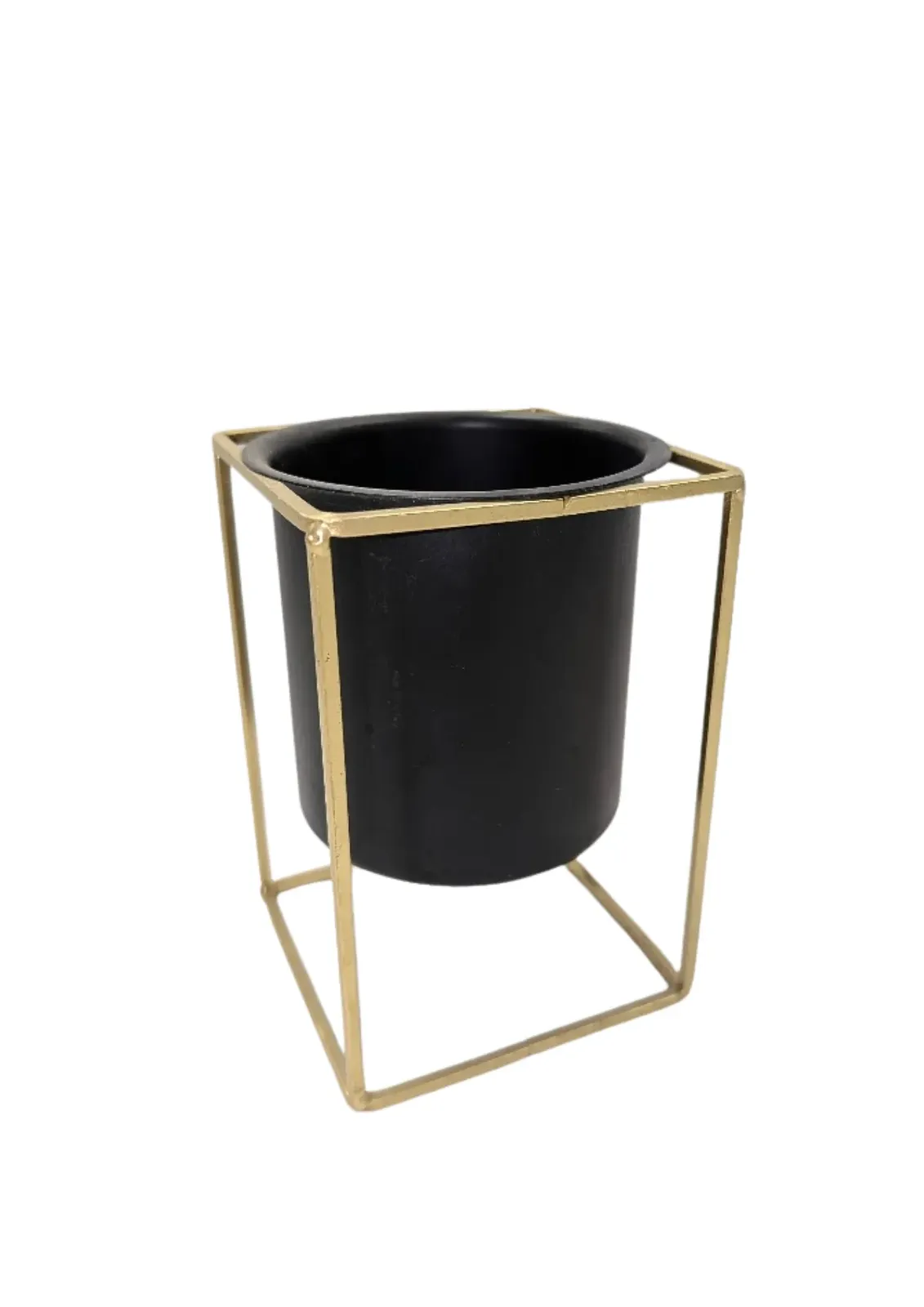 Niski wazon geometryczny - czarno złoty - zdjęcie 2