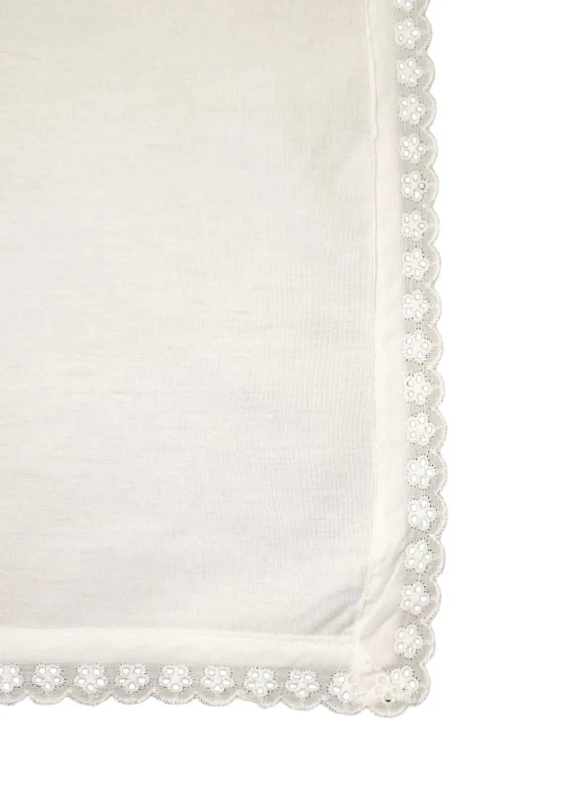 Bieżnik bawełniany, biały z koronką - zdjęcie 2