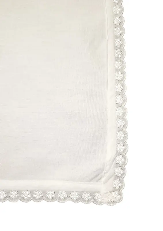 Bieżnik bawełniany, biały z koronką