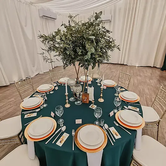 Obrus okrągły, butelkowa zieleń