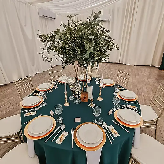 Obrus okrągły, butelkowa zieleń