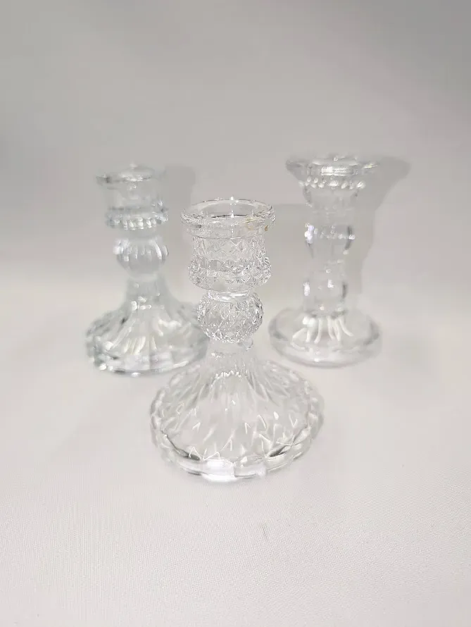 Świeczniki niskie kryształowe - zdjęcie 2