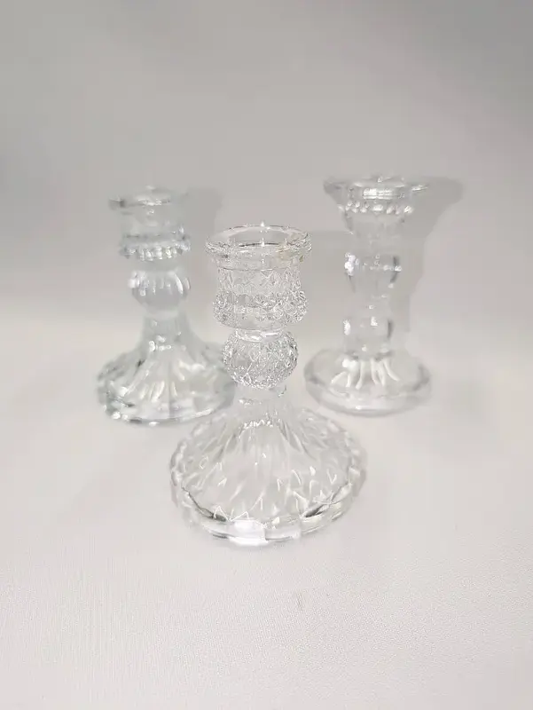 Świeczniki niskie kryształowe