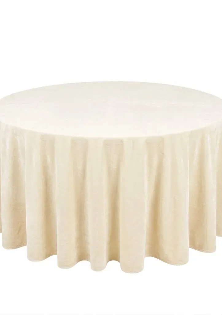 WELUROWY obrus okrągły ecru - zdjęcie 3