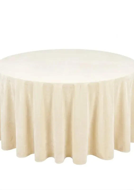 WELUROWY obrus okrągły ecru